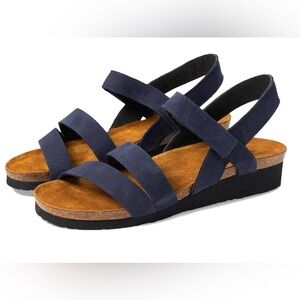 Naot Kayla Navy Blue Suede Leather Comfort Sandal Anatomic Cork 
Sz 39EU 8-8.5US